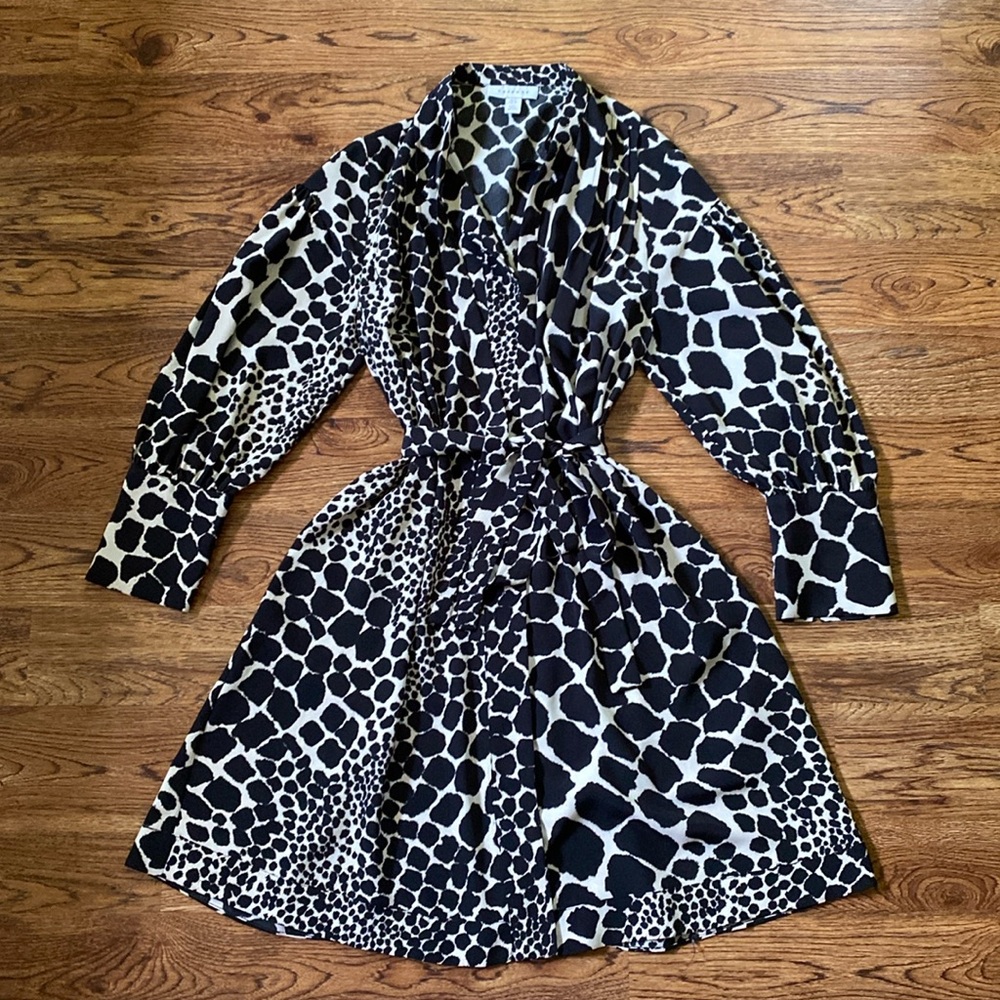 Topshop Leopard Print Long Sleeve Dress